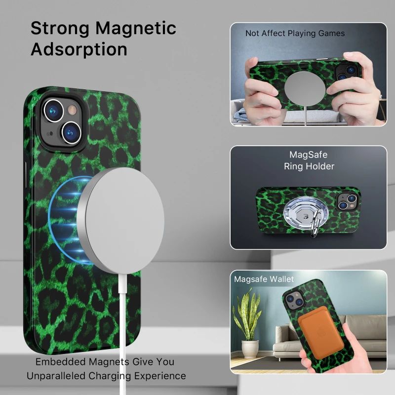 MyBatPro MyBatPro Fuse Series with Magsafe Phone Case for iPhone 14 Plus - Green Leopard by MyBatPro - Image 7