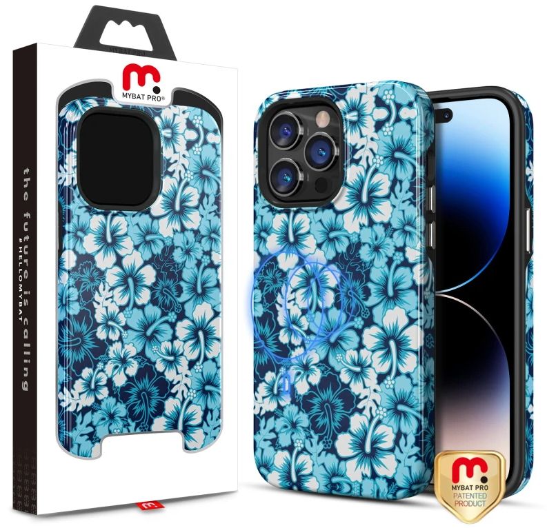 MyBatPro MyBatPro Fuse Series with Magsafe Phone Case for iPhone 14 Pro - Blue Hibiscus by MyBatPro - Image 2