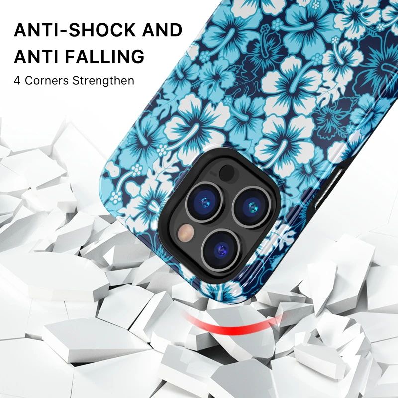 MyBatPro MyBatPro Fuse Series with Magsafe Phone Case for iPhone 14 Pro - Blue Hibiscus by MyBatPro - Image 3