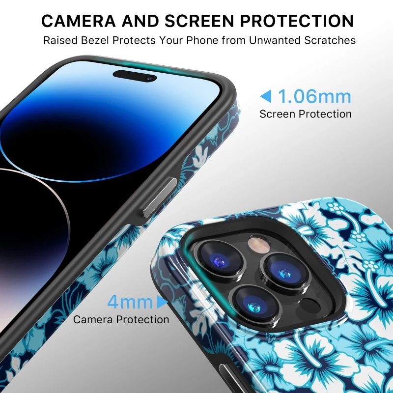 MyBatPro MyBatPro Fuse Series with Magsafe Phone Case for iPhone 14 Pro - Blue Hibiscus by MyBatPro - Image 4