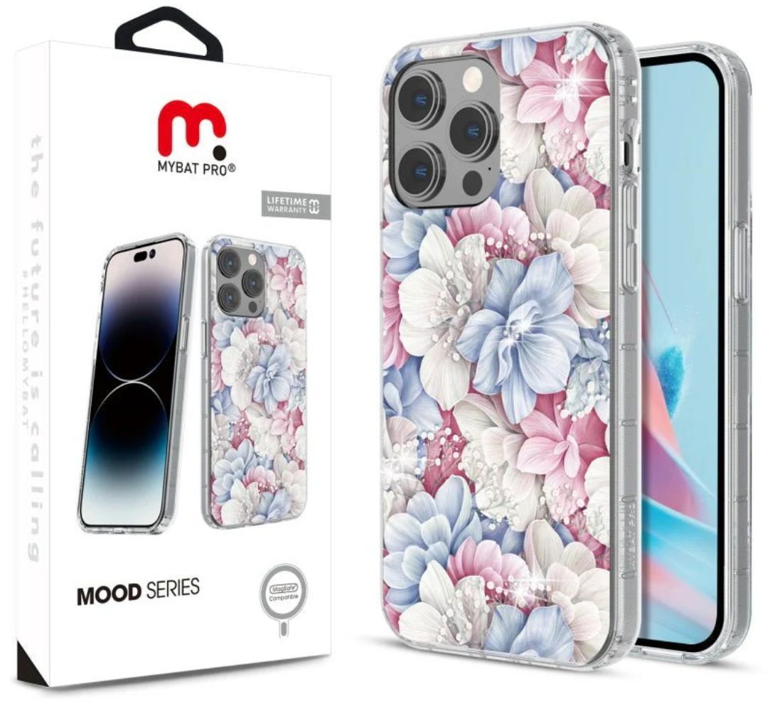 MyBat Pro Mood Diamond Series Phone Case with MagSafe for iPhone 15 Plus - Petals & Pearls by MyBat Pro - Refurbished - Brand New condition - US$10.08