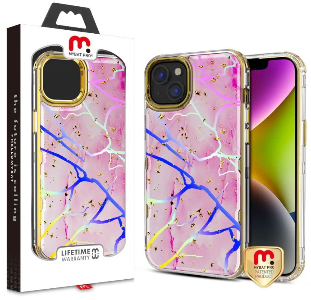 MyBat Pro Tuff Kleer Series Phone Case for iPhone 14 Plus - Pink Marbling/Electroplating Gold - Brand New by MyBat Pro - Refurbished - Brand New condition - US$10.08