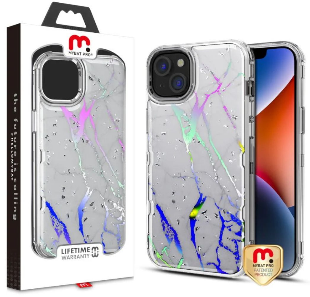 MyBat Pro Tuff Kleer Series Phone Case for iPhone 14 Plus - White Marbling/Electroplating Silver - Brand New by MyBat Pro - Refurbished - Brand New condition - US$10.08