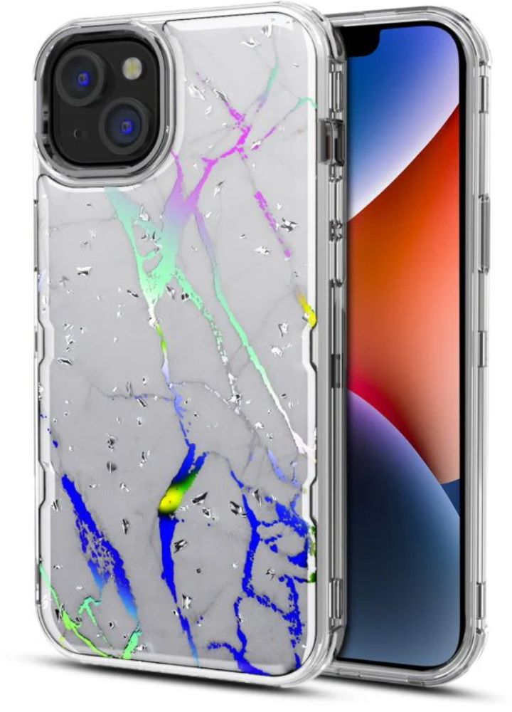 MyBat Pro Tuff Kleer Series Phone Case for iPhone 14 Plus - White Marbling/Electroplating Silver - Brand New by MyBat Pro - Refurbished - Brand New condition - Image 2