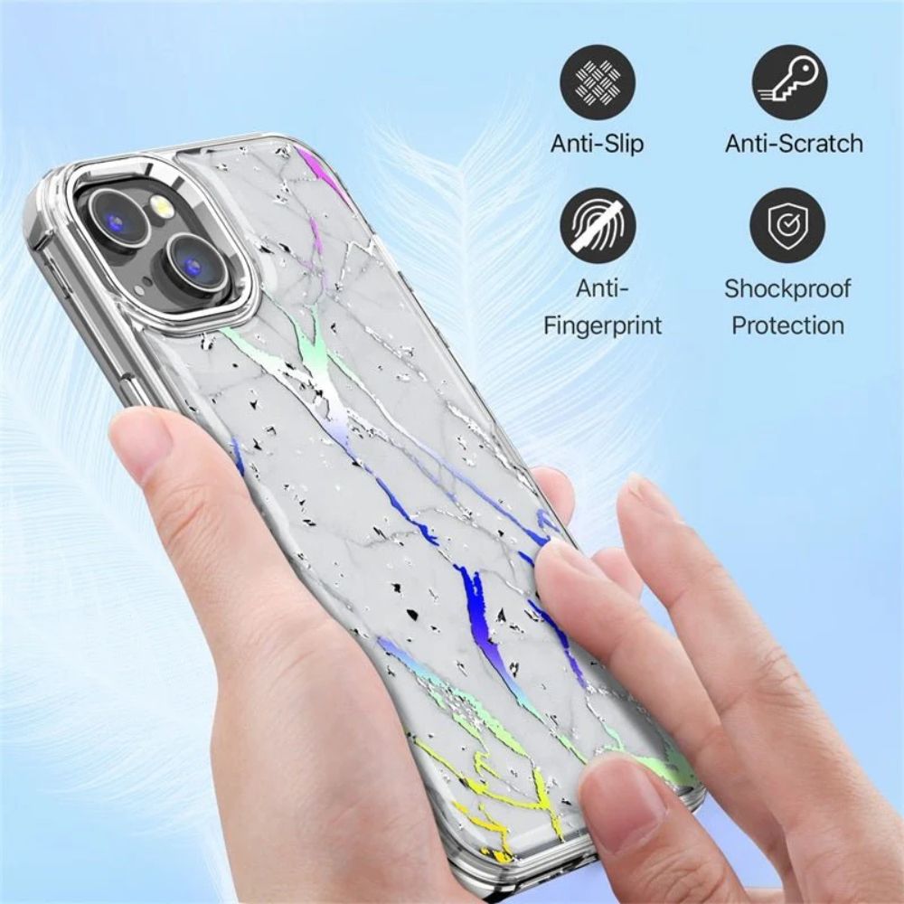 MyBat Pro Tuff Kleer Series Phone Case for iPhone 14 Plus - White Marbling/Electroplating Silver - Brand New by MyBat Pro - Refurbished - Brand New condition - Image 3