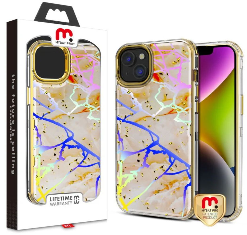 MyBat Pro Tuff Kleer Series Phone Case for iPhone 14 Plus - Pale Yellow Marbling/Electroplating Gold - Brand New by MyBat Pro - Refurbished - Brand New condition - US$10.08