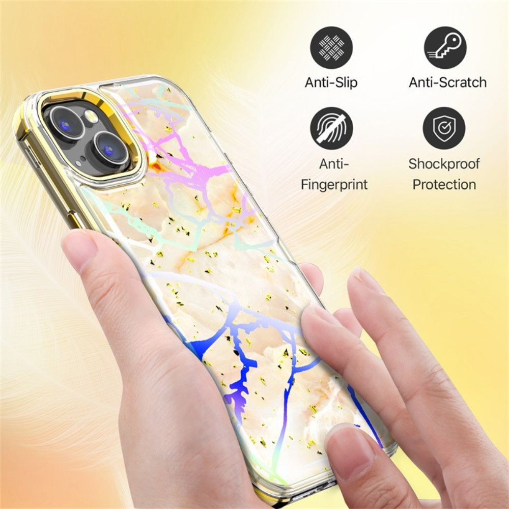MyBat Pro Tuff Kleer Series Phone Case for iPhone 14 Plus - Pale Yellow Marbling/Electroplating Gold - Brand New by MyBat Pro - Refurbished - Brand New condition - Image 3