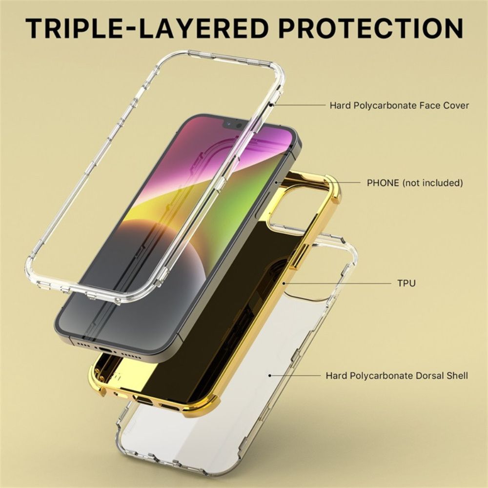 MyBat Pro Tuff Kleer Series Phone Case for iPhone 14 Plus - Pale Yellow Marbling/Electroplating Gold - Brand New by MyBat Pro - Refurbished - Brand New condition - Image 4