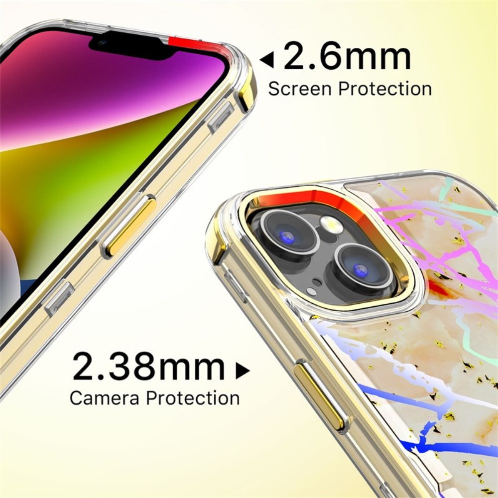 MyBat Pro Tuff Kleer Series Phone Case for iPhone 14 Plus - Pale Yellow Marbling/Electroplating Gold - Brand New by MyBat Pro - Refurbished - Brand New condition - Image 7