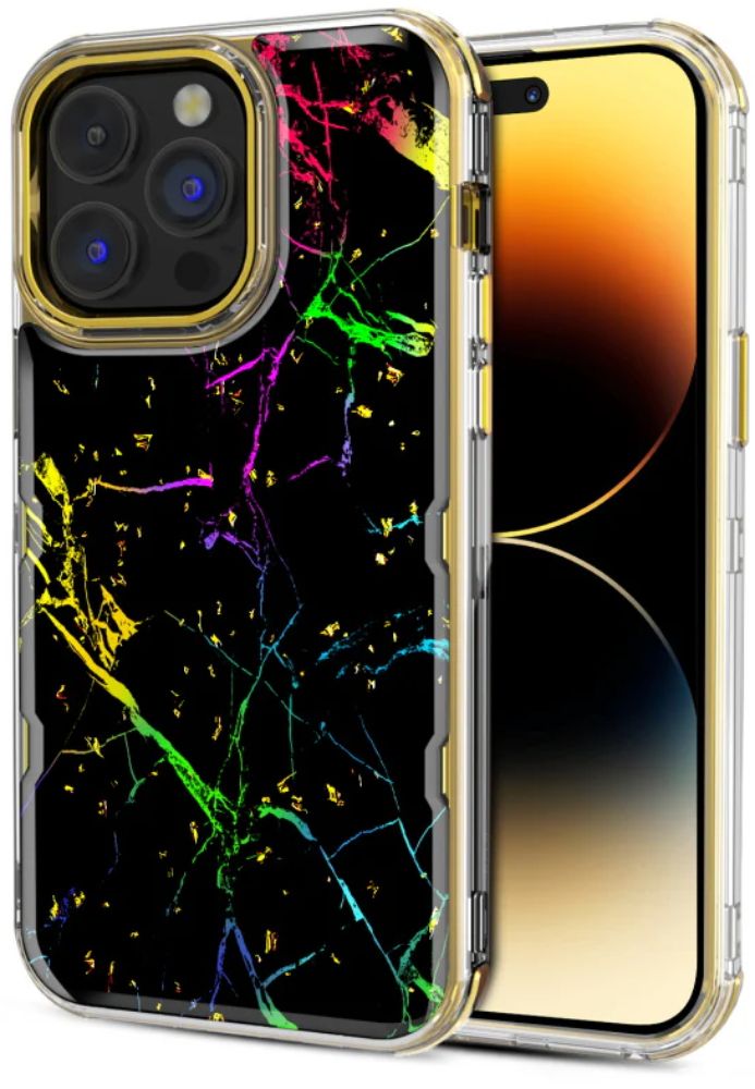 MyBat Pro MyBat Pro Tuff Kleer Series Phone Case for iPhone 14 Pro - Black Marbling/Electroplating Gold - Brand New by MyBat Pro - Image 2