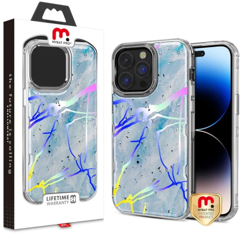 MyBat Pro MyBat Pro Tuff Kleer Series Phone Case for iPhone 14 Pro - Blue Marbling/Electroplating Silver - Brand New by MyBat Pro - Refurbished - Brand New condition - US$8.78