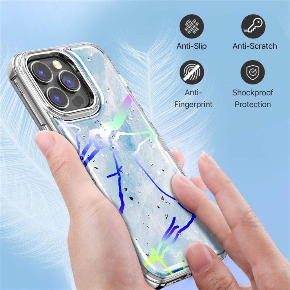 MyBat Pro MyBat Pro Tuff Kleer Series Phone Case for iPhone 14 Pro - Blue Marbling/Electroplating Silver - Brand New by MyBat Pro - Image 3