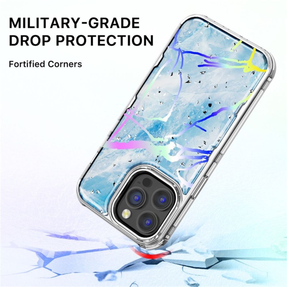 MyBat Pro MyBat Pro Tuff Kleer Series Phone Case for iPhone 14 Pro - Blue Marbling/Electroplating Silver - Brand New by MyBat Pro - Image 5