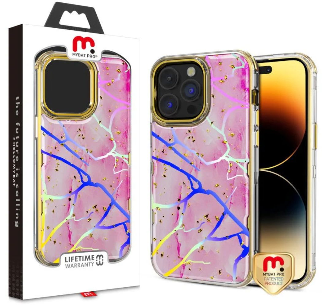 MyBat Pro MyBat Pro Tuff Kleer Series Phone Case for iPhone 14 Pro - Pink Marbling/Electroplating Gold - Brand New by MyBat Pro - Refurbished - Brand New condition - US$8.78