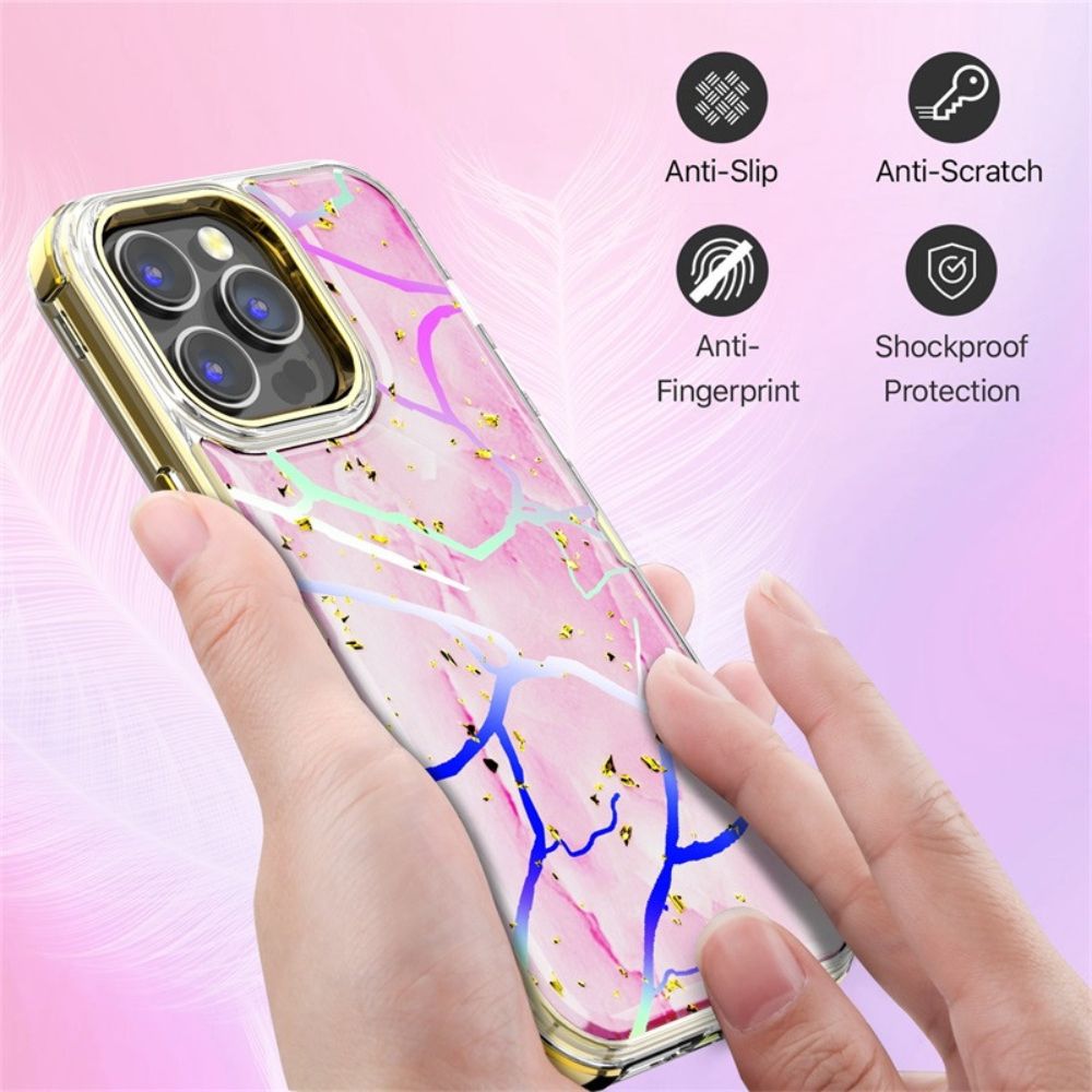 MyBat Pro MyBat Pro Tuff Kleer Series Phone Case for iPhone 14 Pro - Pink Marbling/Electroplating Gold - Brand New by MyBat Pro - Image 3