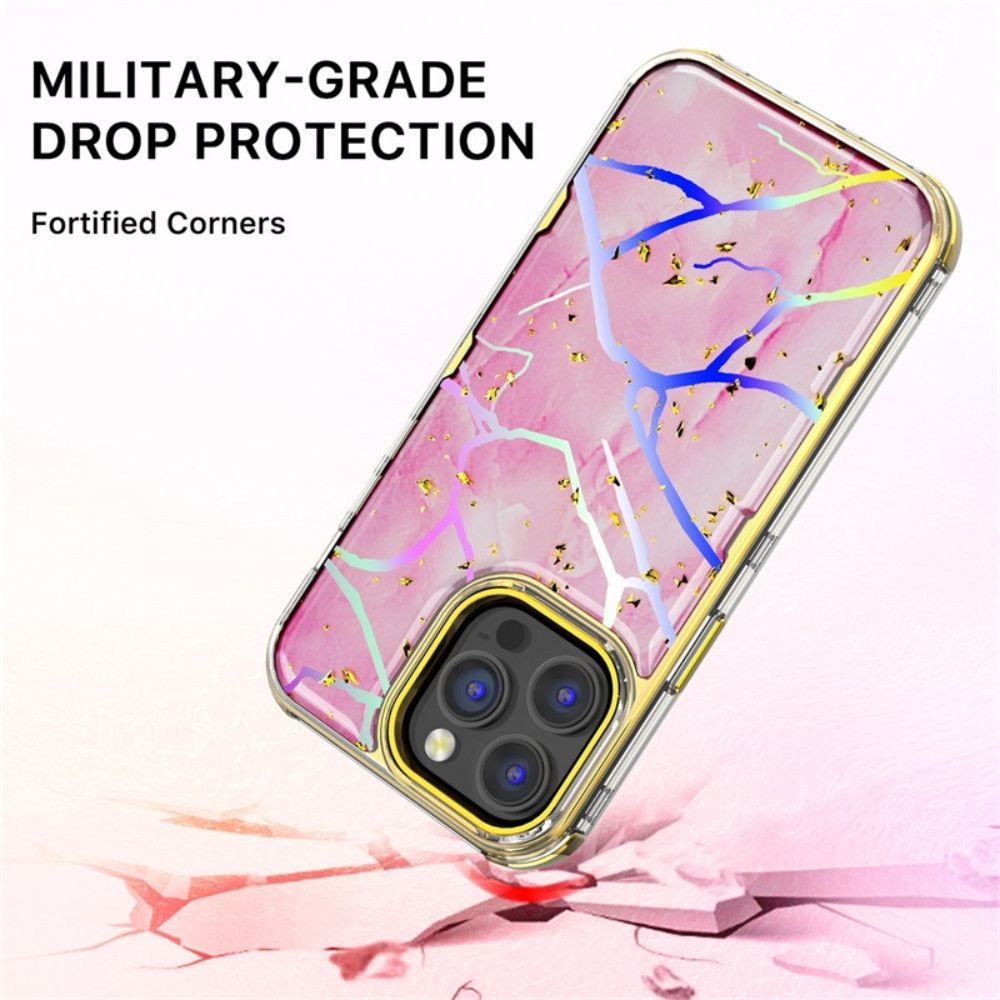MyBat Pro MyBat Pro Tuff Kleer Series Phone Case for iPhone 14 Pro - Pink Marbling/Electroplating Gold - Brand New by MyBat Pro - Image 5