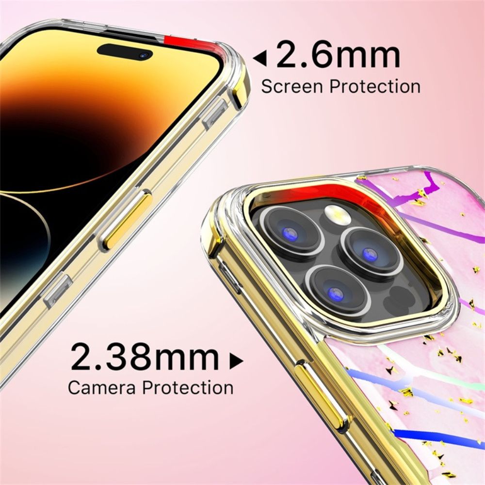 MyBat Pro MyBat Pro Tuff Kleer Series Phone Case for iPhone 14 Pro - Pink Marbling/Electroplating Gold - Brand New by MyBat Pro - Image 7