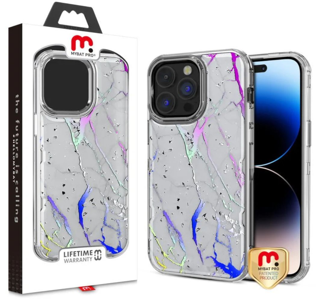 MyBat Pro MyBat Pro Tuff Kleer Series Phone Case for iPhone 14 Pro - White Marbling/Electroplating Silver - Brand New by MyBat Pro - Refurbished - Brand New condition - US$8.78
