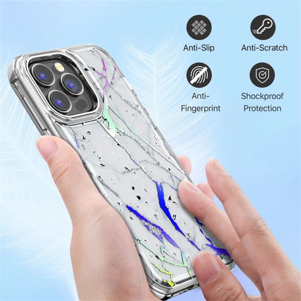 MyBat Pro MyBat Pro Tuff Kleer Series Phone Case for iPhone 14 Pro - White Marbling/Electroplating Silver - Brand New by MyBat Pro - Image 3