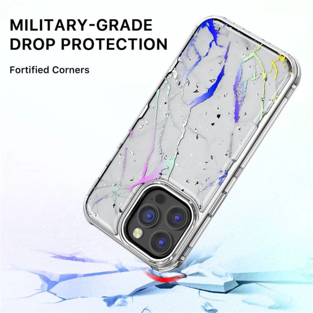 MyBat Pro MyBat Pro Tuff Kleer Series Phone Case for iPhone 14 Pro - White Marbling/Electroplating Silver - Brand New by MyBat Pro - Image 5