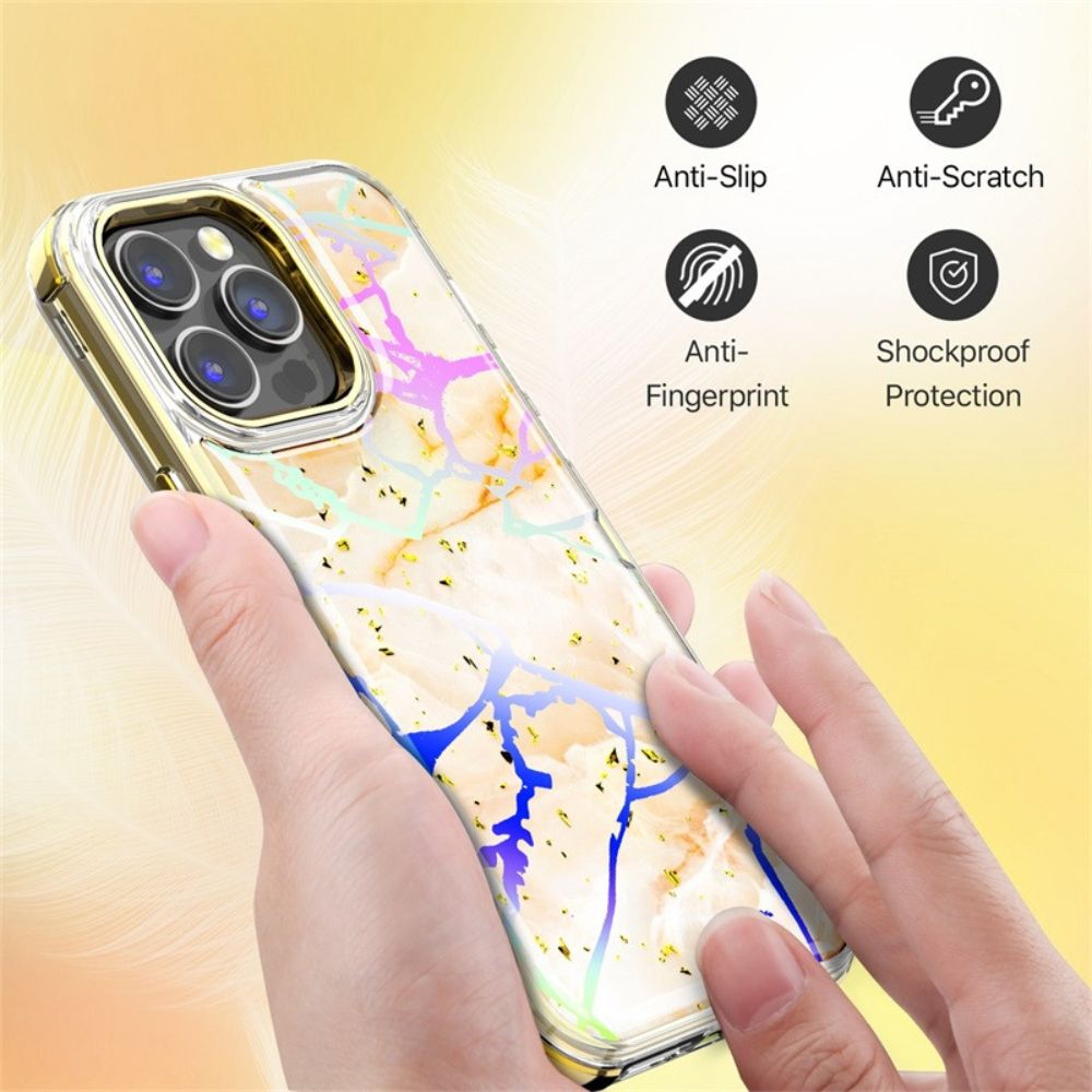 MyBat Pro MyBat Pro Tuff Kleer Series Phone Case for iPhone 14 Pro - Pale Yellow Marbling/Electroplating Gold - Brand New by MyBat Pro - Image 3