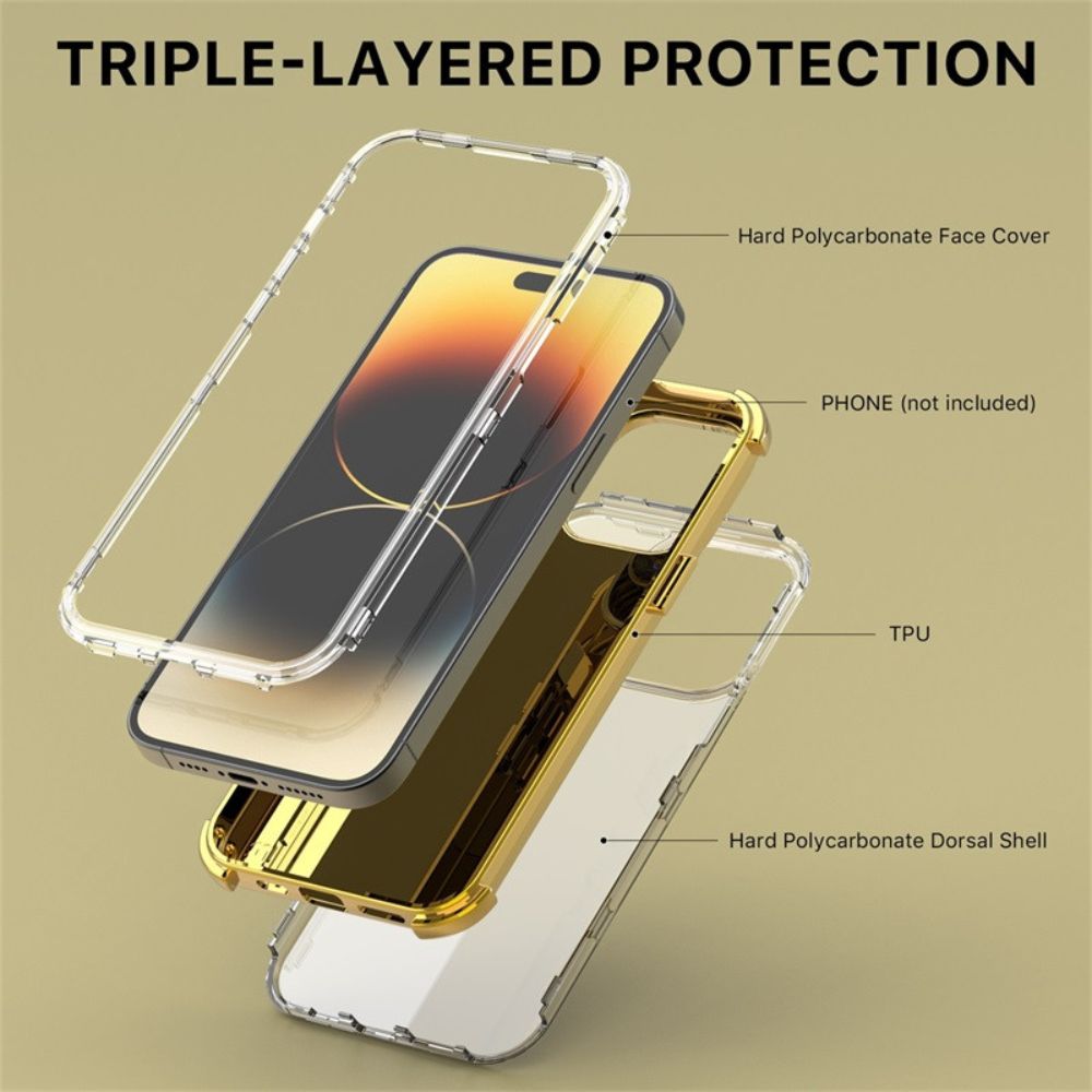 MyBat Pro MyBat Pro Tuff Kleer Series Phone Case for iPhone 14 Pro - Pale Yellow Marbling/Electroplating Gold - Brand New by MyBat Pro - Image 4