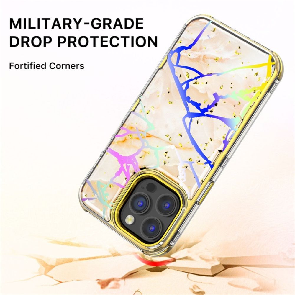 MyBat Pro MyBat Pro Tuff Kleer Series Phone Case for iPhone 14 Pro - Pale Yellow Marbling/Electroplating Gold - Brand New by MyBat Pro - Image 5