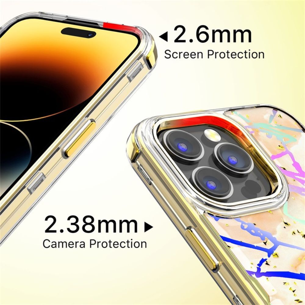 MyBat Pro MyBat Pro Tuff Kleer Series Phone Case for iPhone 14 Pro - Pale Yellow Marbling/Electroplating Gold - Brand New by MyBat Pro - Image 7
