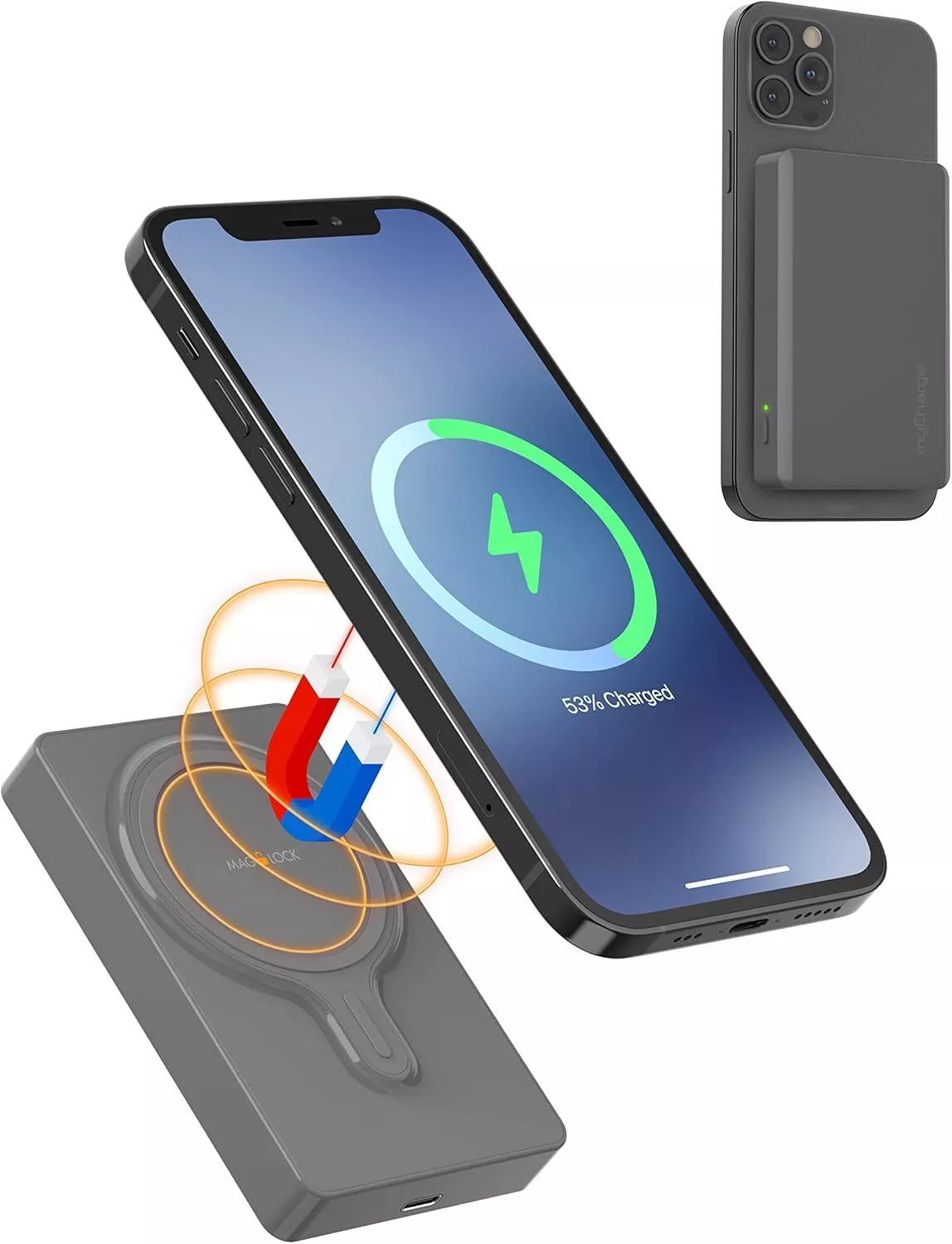 MyCharge Maglock 9000mAh Magnetic Powerbank with Magsafe - Graphite by MyCharge - Image 2