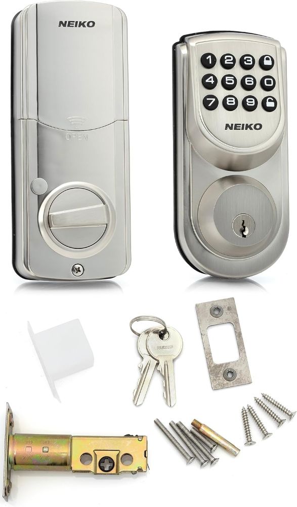 Neiko 52909A Keyless Electronic Deadbolt Door Lock - Brushed Silver by Neiko - Image 3