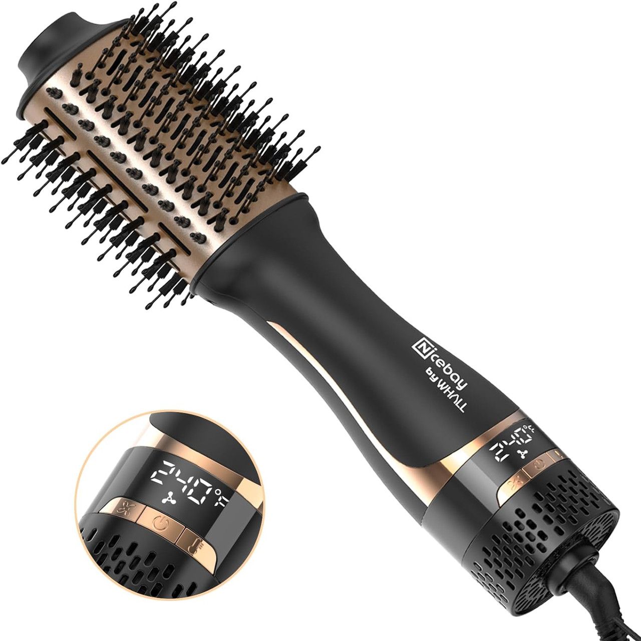 Nicebay HB-822 Hair Dryer Brush Blow Dryer Brush in One - Black/Gold by Nicebay - Refurbished - Very Good condition - US$87.49