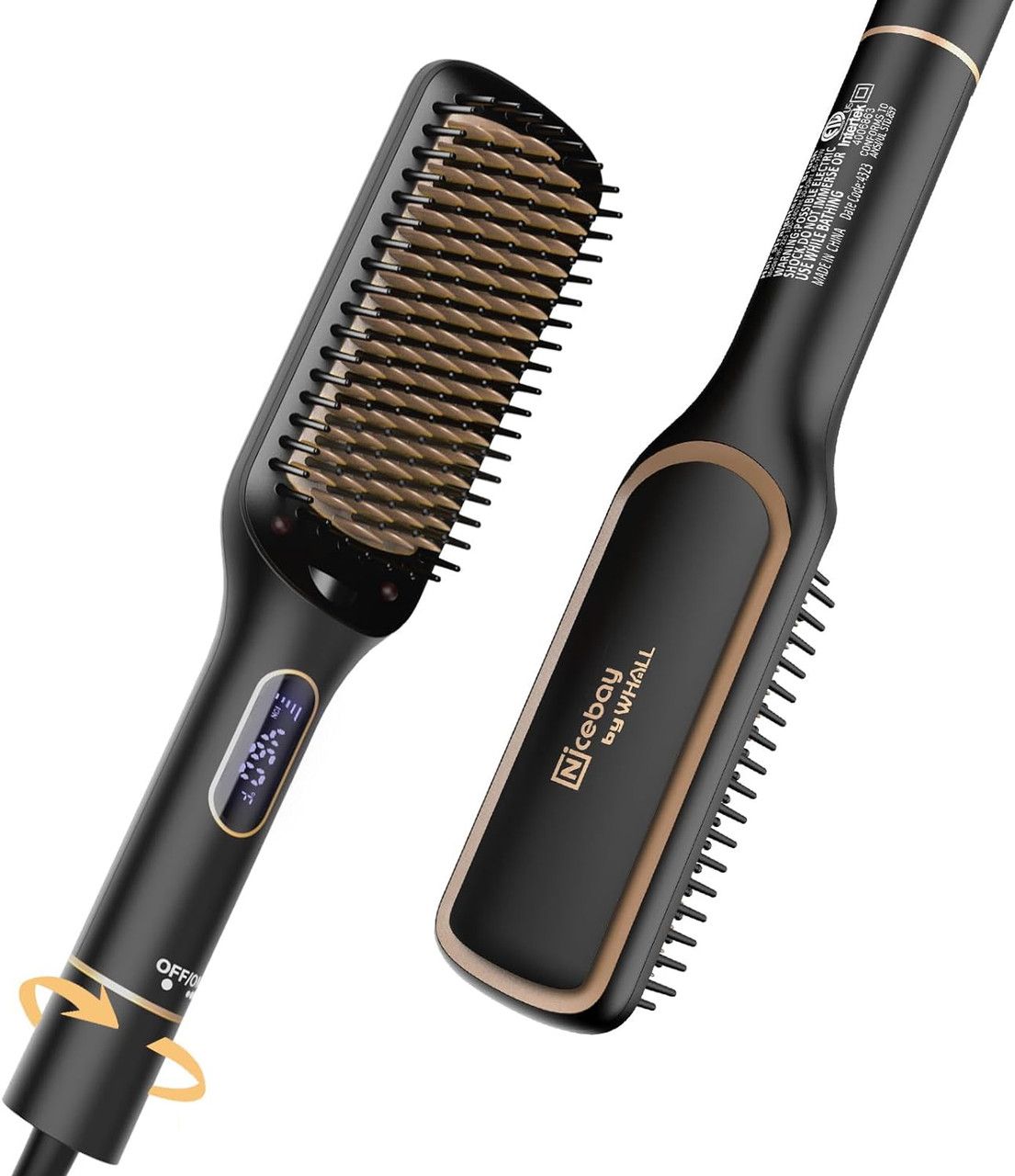 Nicebay HS-225 Hair Straightener Brush - Black/Gold by Nicebay - Refurbished - Very Good condition - US$38.28