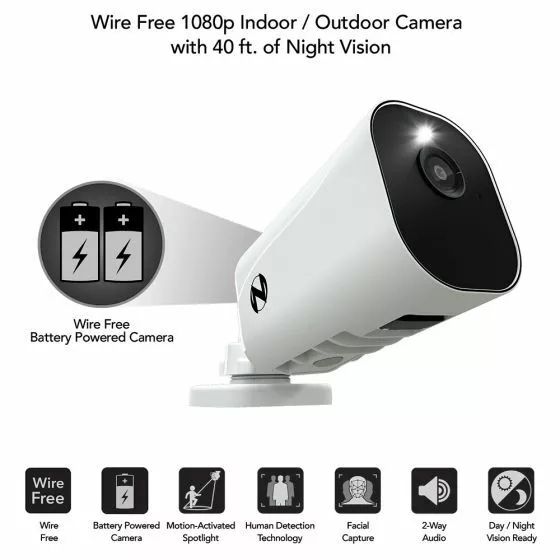 Night Owl BWNIP-2TA-BS-V3 1080 Wire Free Add On Camera with Night Vision - White by Night Owl - Image 2