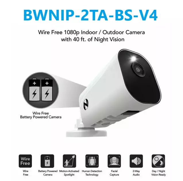 Night Owl BWNIP-2TA-BS-V4 1080 Wire Free Add On Camera with Night Vision - White by Night Owl - Image 2