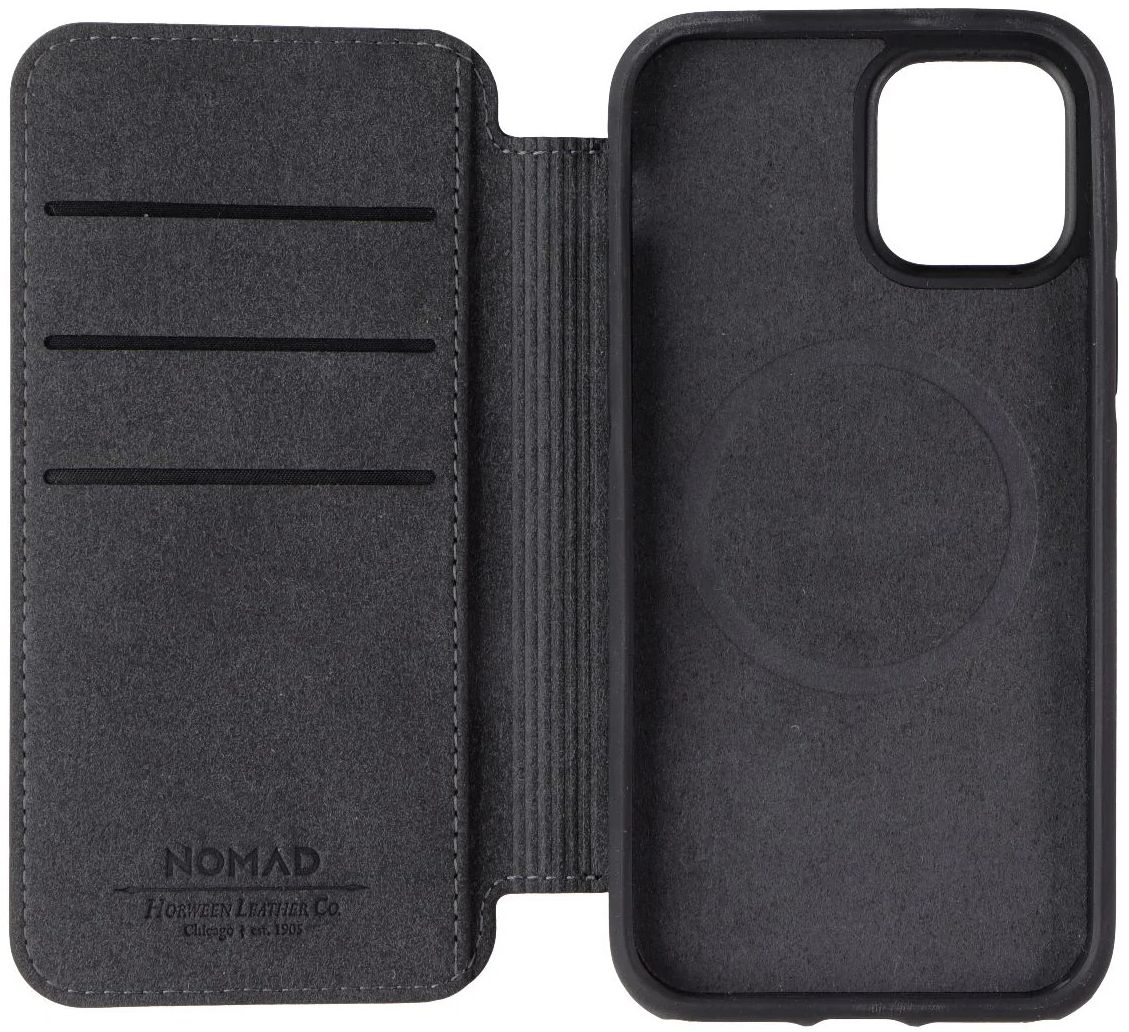 Nomad Rugged Folio Wallet Phone Case with MagSafe for iPhone 12 Pro - Black Horween by Nomad - Refurbished - Brand New condition - Image 3