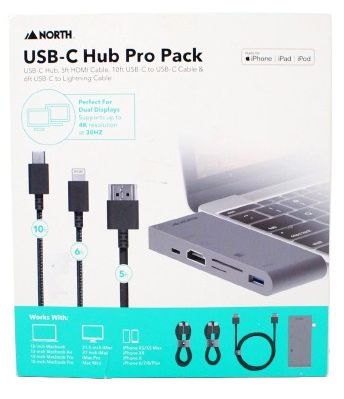 North USB-C Hub Pro Pack - Black/Silver by North - Refurbished - Very Good condition - US$20.94