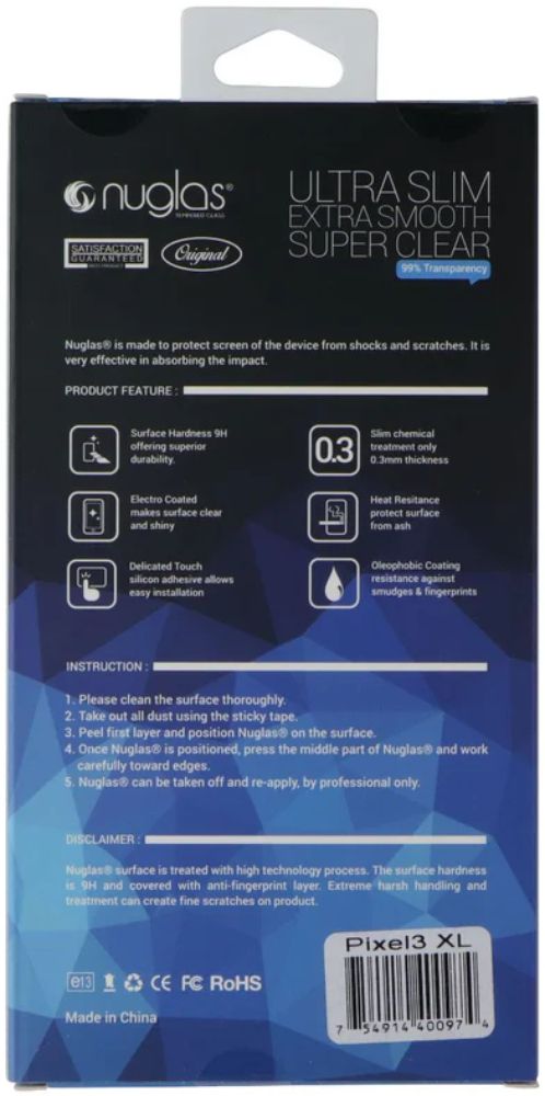 Nuglas Crystal Clear Premium Tempered Glass Screen Protector for Google Pixel 3 XL - Transparent by Nuglas - Refurbished - Brand New condition - Image 3
