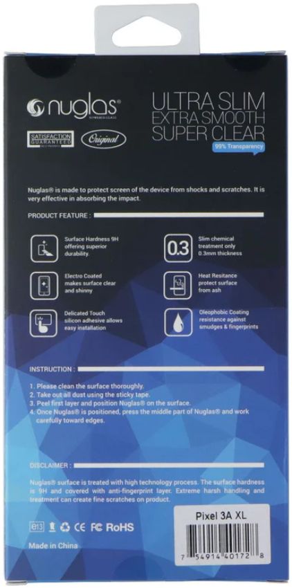 Nuglas Crystal Clear Tempered Glass Screen Protector for Google Pixel 3a XL - Clear by Nuglas - Refurbished - Brand New condition - Image 3