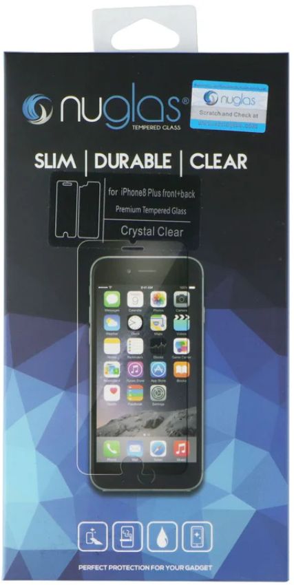 Nuglas Crystal Clear Tempered Glass Screen Protector (Front + Back) for iPhone 8 Plus - Clear by Nuglas - Refurbished - Brand New condition - Image 2