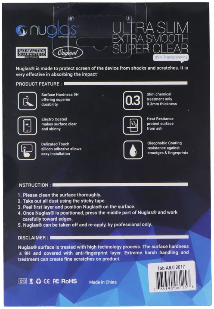 Nuglas Ultra Slim Premium Tempered Glass Screen Protector for Samsung Galaxy Tab A 8.0 (2017) - Transparency by Nuglas - Image 3