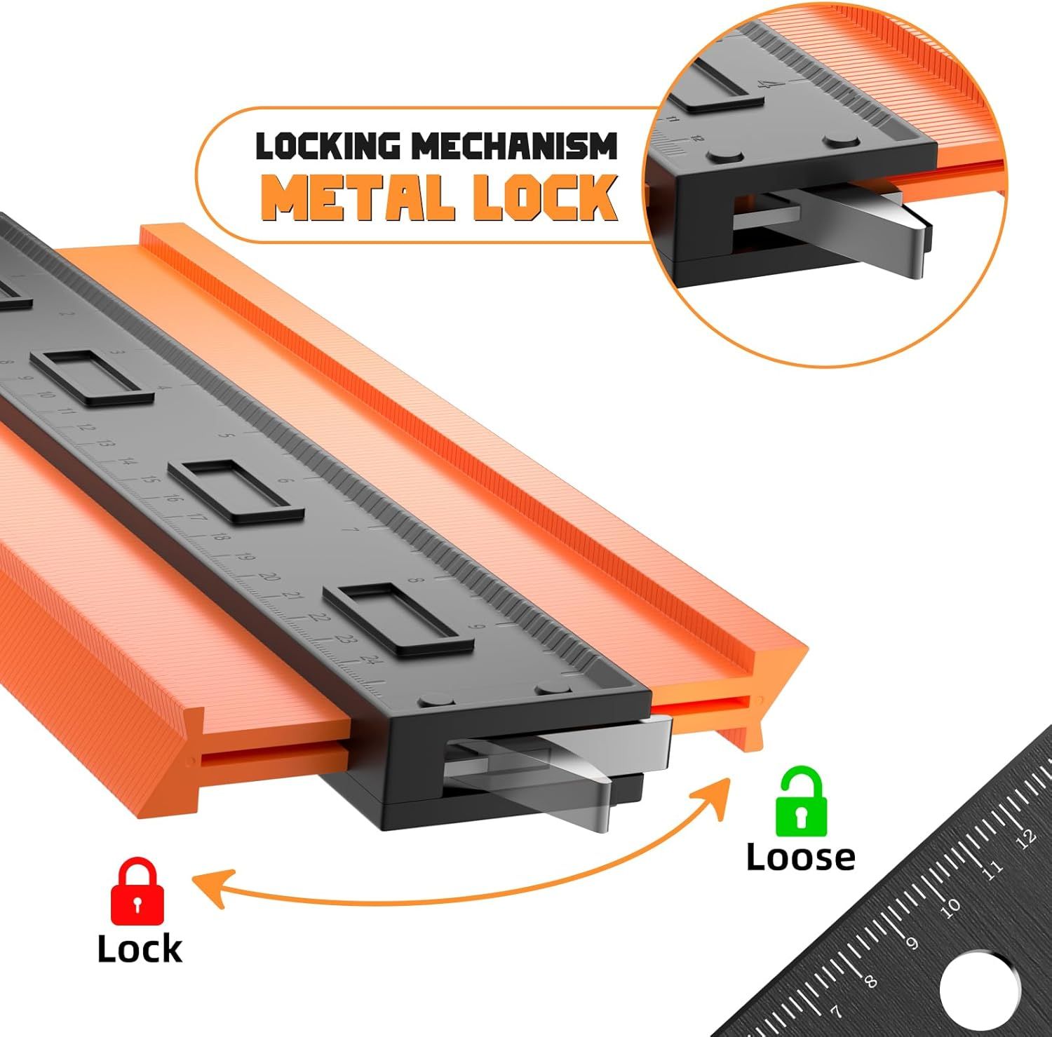Ocikry Contour Gauge 10" Adjustable Lock - Orange by Ocikry - Image 2
