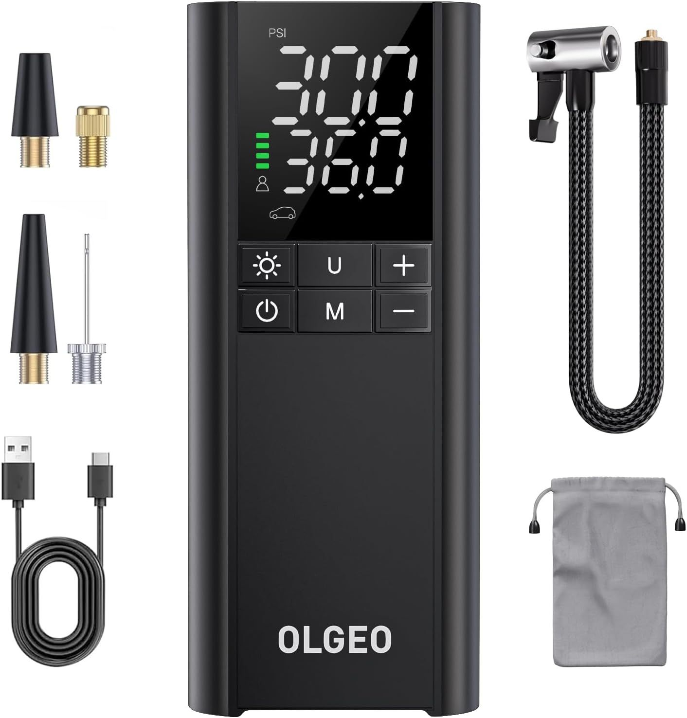 Olgeo M7 Tire Inflator Portable Air Compressor - Black by Olgeo - Refurbished - Like New condition - US$30.98