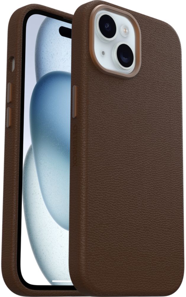 OtterBox Symmetry Cactus Leather Phone Case with MagSafe for iPhone 15 - Rich Adobe (Brown) by OtterBox - Refurbished - Brand New condition - US$72.33