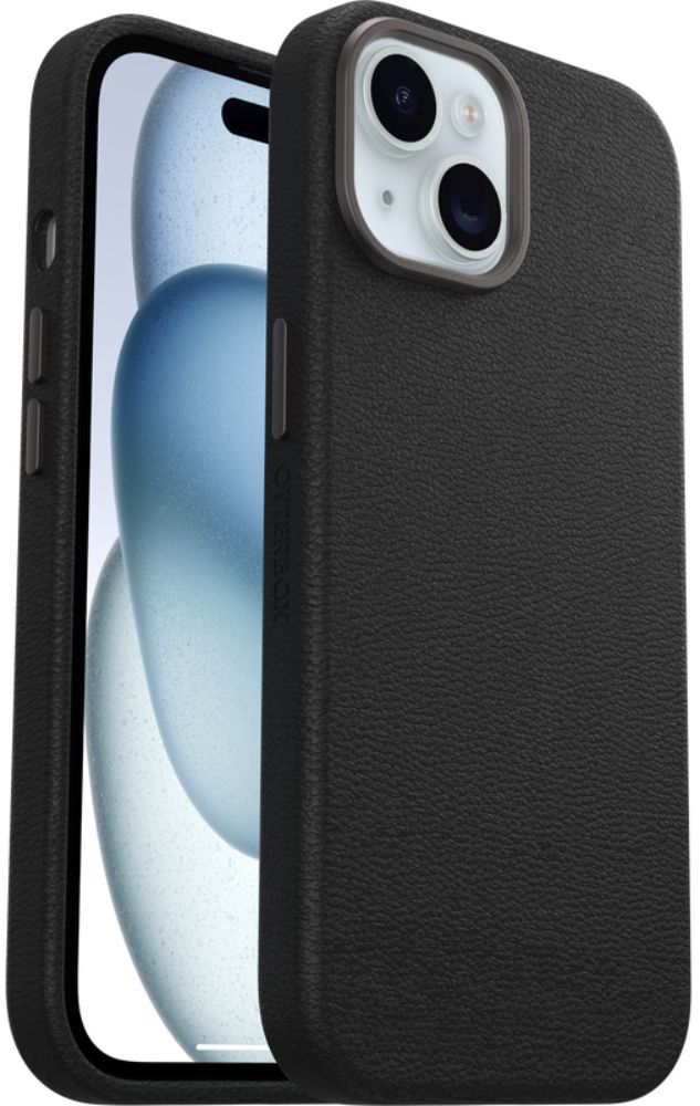 OtterBox Symmetry Cactus Leather Phone Case with MagSafe for iPhone 15 - Noir Ash (Black) by OtterBox - Refurbished - Brand New condition - US$34.67
