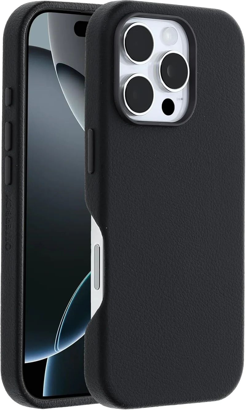OtterBox Symmetry Series Cactus Leather Phone Case with MagSafe for iPhone 16 Pro - Noir Ash (Black) by OtterBox - Image 3