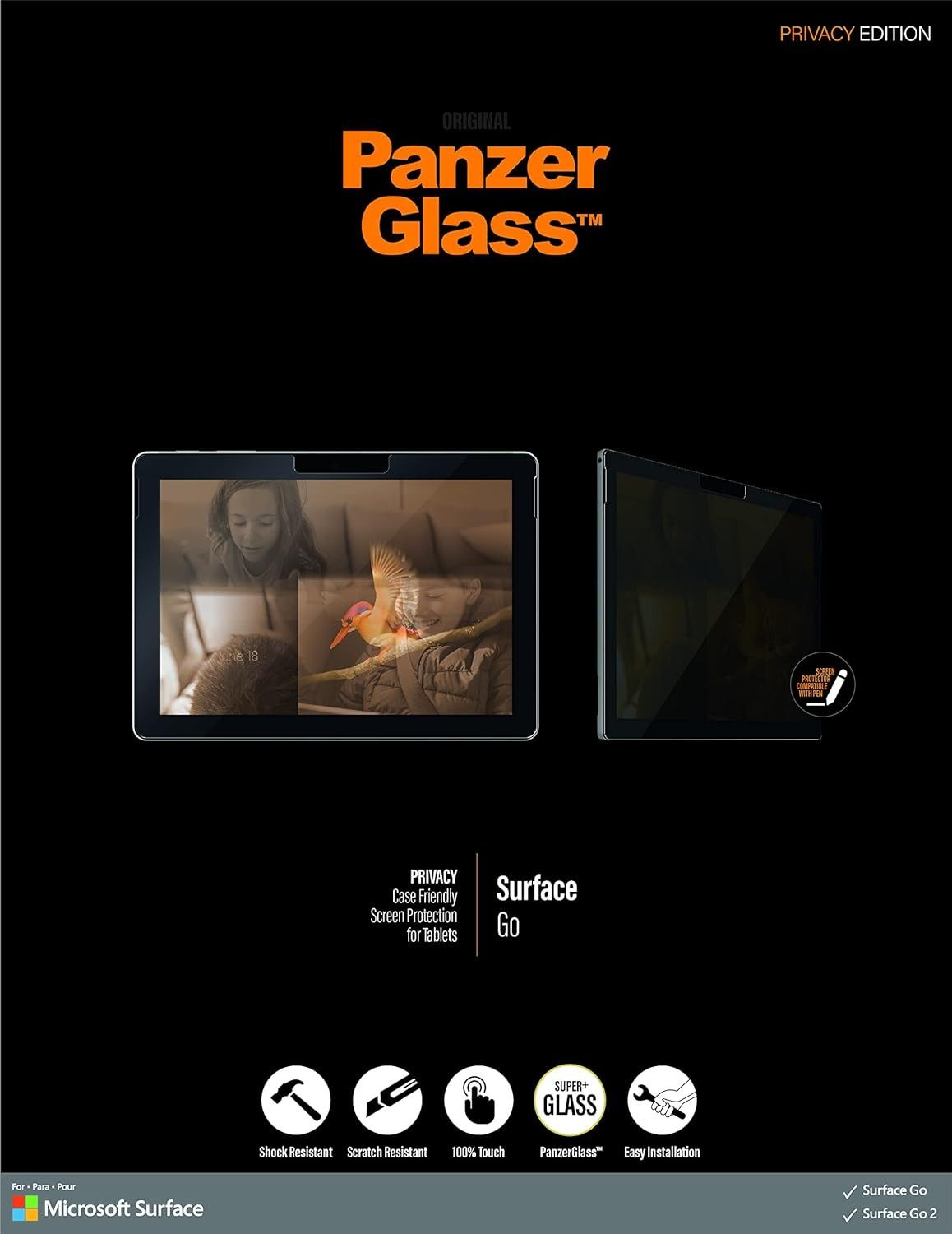 PanzerGlass Privacy Screen Protector for Microsoft Surface Go - Privacy by PanzerGlass - Refurbished - Very Good condition - US$21.98