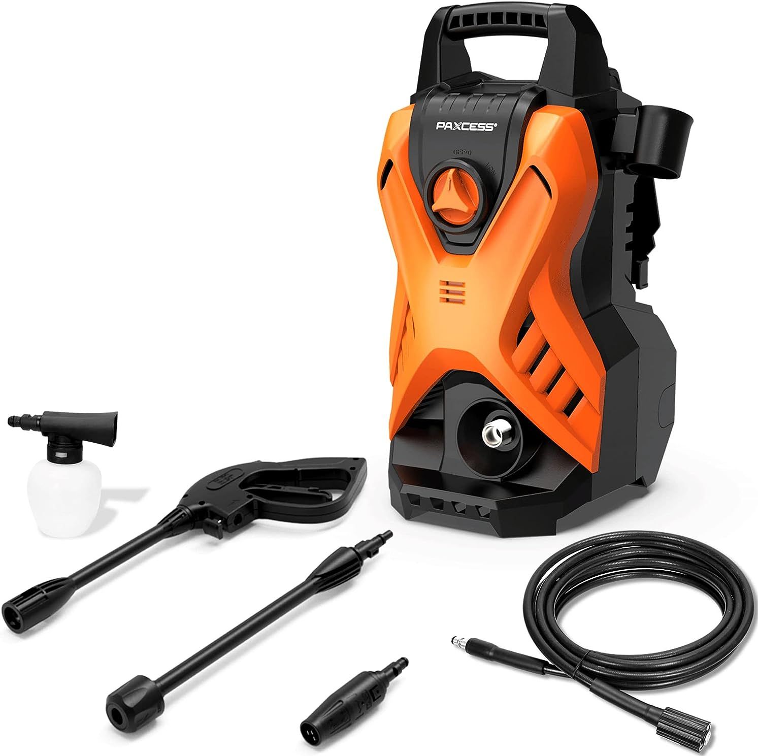Paxcess Portable Lightweight Electric Power Washer Machine with Adjustable Spray Nozzle - Black/Orange by Paxcess - Refurbished - Very Good condition - US$106.16