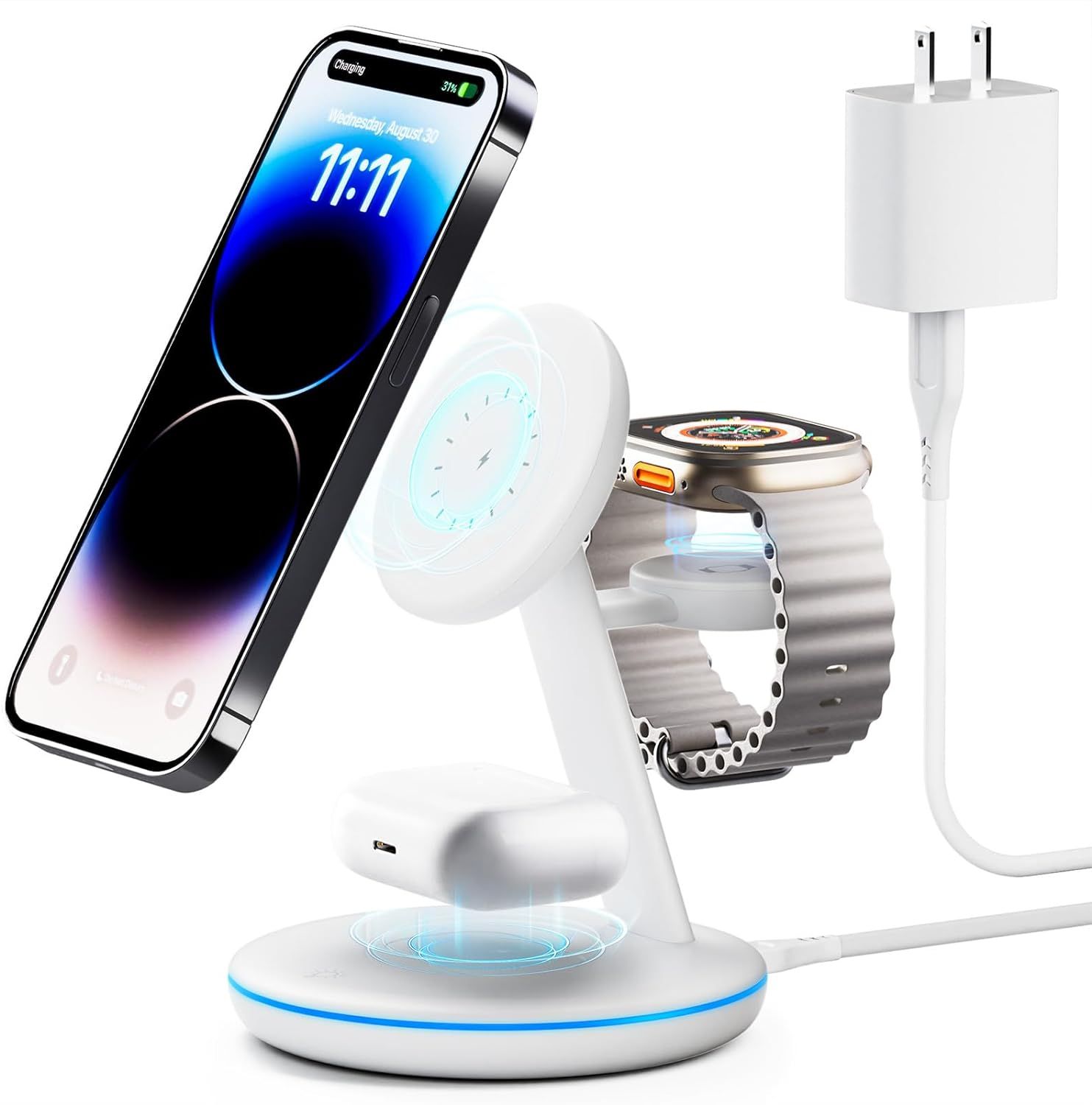 Pexxus 3 in 1 Charging Station for Apple Devices - Pure White by Pexxus - Refurbished - Very Good condition - US$35.25