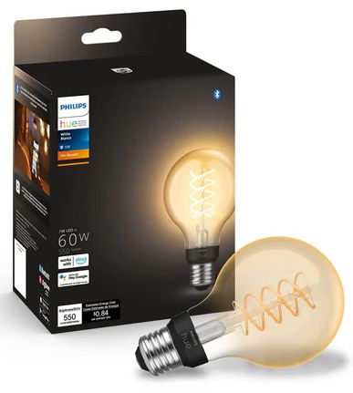 Philips Hue 60W Filament G25 Globe E26 Smart Bulb - Soft Warm White by Philips Hue - Refurbished - Very Good condition - US$34.00