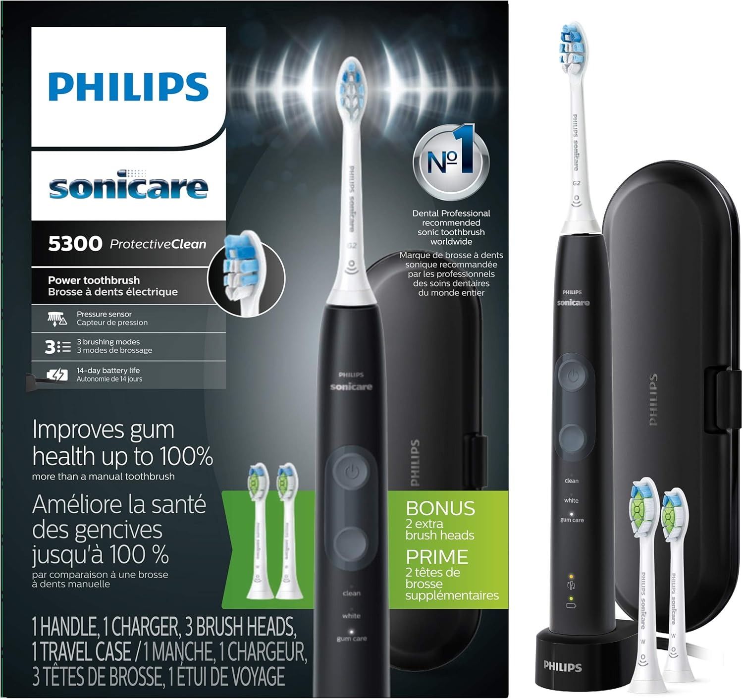 Philips Sonicare ProtectiveClean 5300 Rechargeable Electric Toothbrush - Black by Philips - Refurbished - Brand New condition - CA$121.98